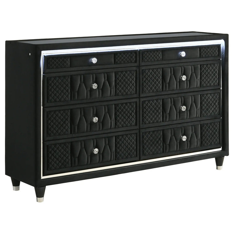 Lorient 8-drawer LED Bedroom Dresser Cabinet Black by Unique Piece Furniture