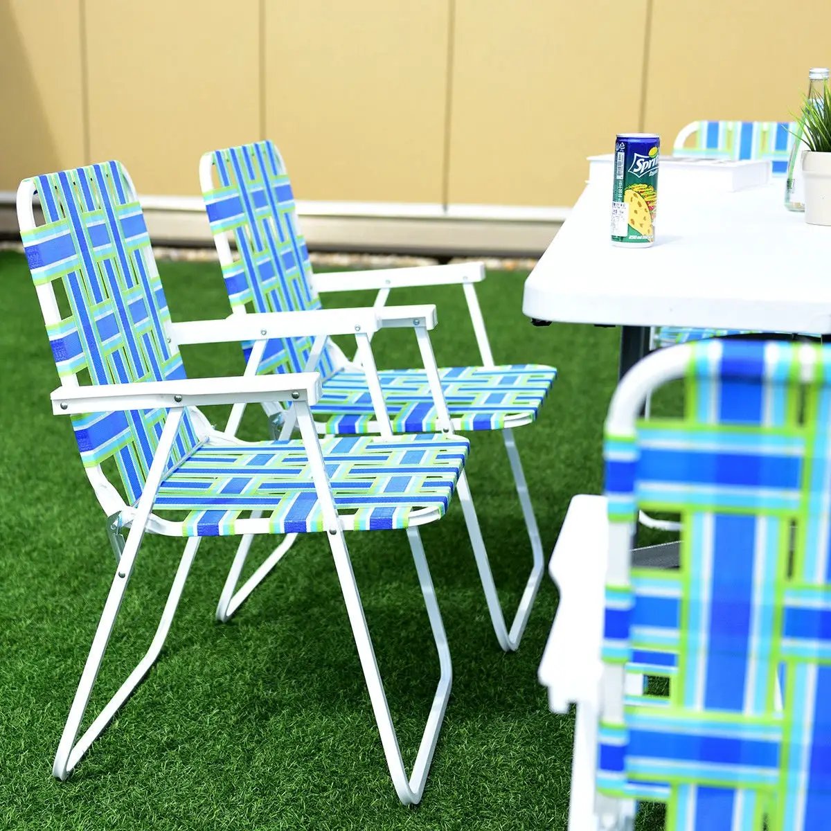 6 Pieces Folding Beach Chair Camping Lawn Webbing Chair by DirectDeals