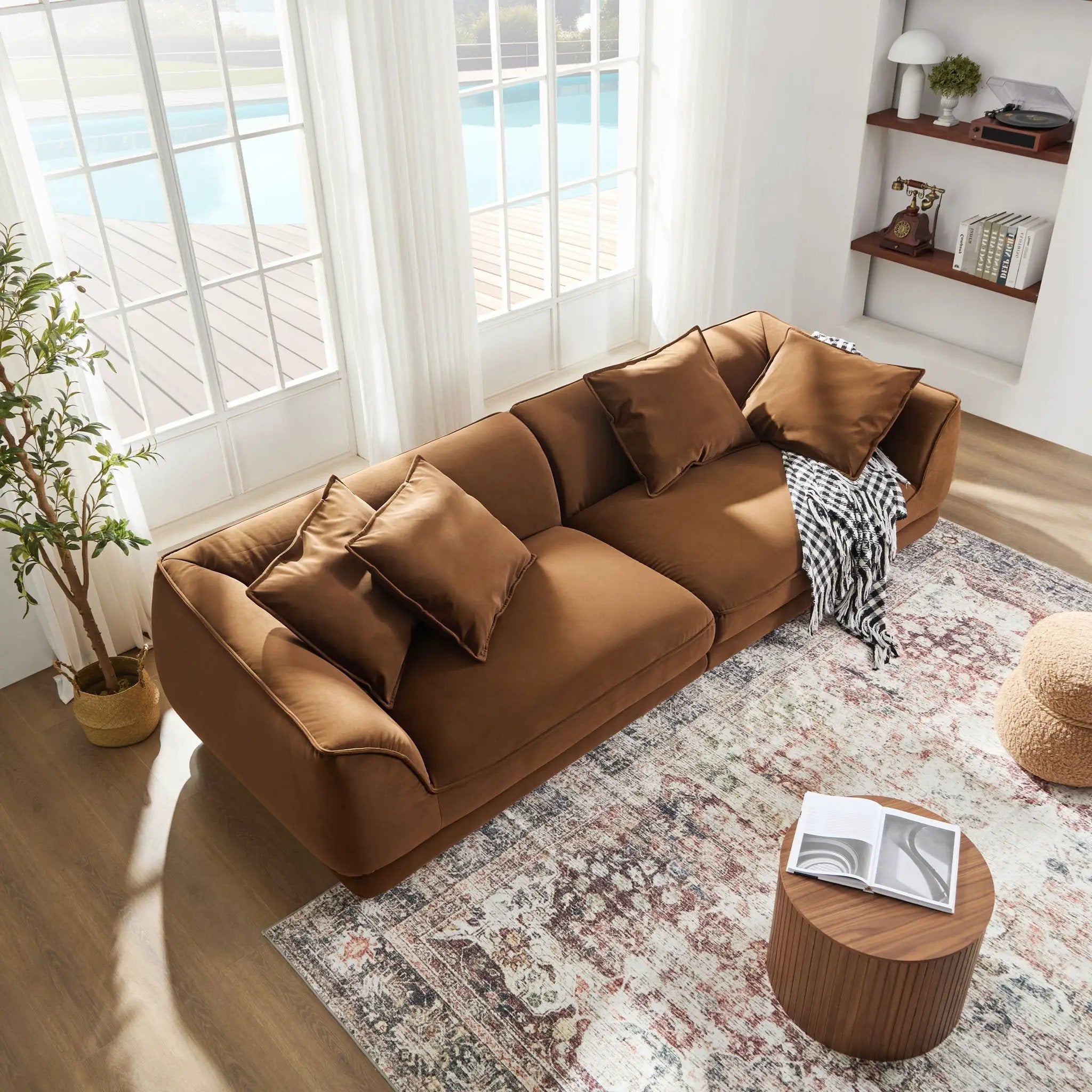 Nordic Modern Sofa With Removable Pillowcase, High Density Sponge Filling, 4 Throw Pillows by HouseOfZazla