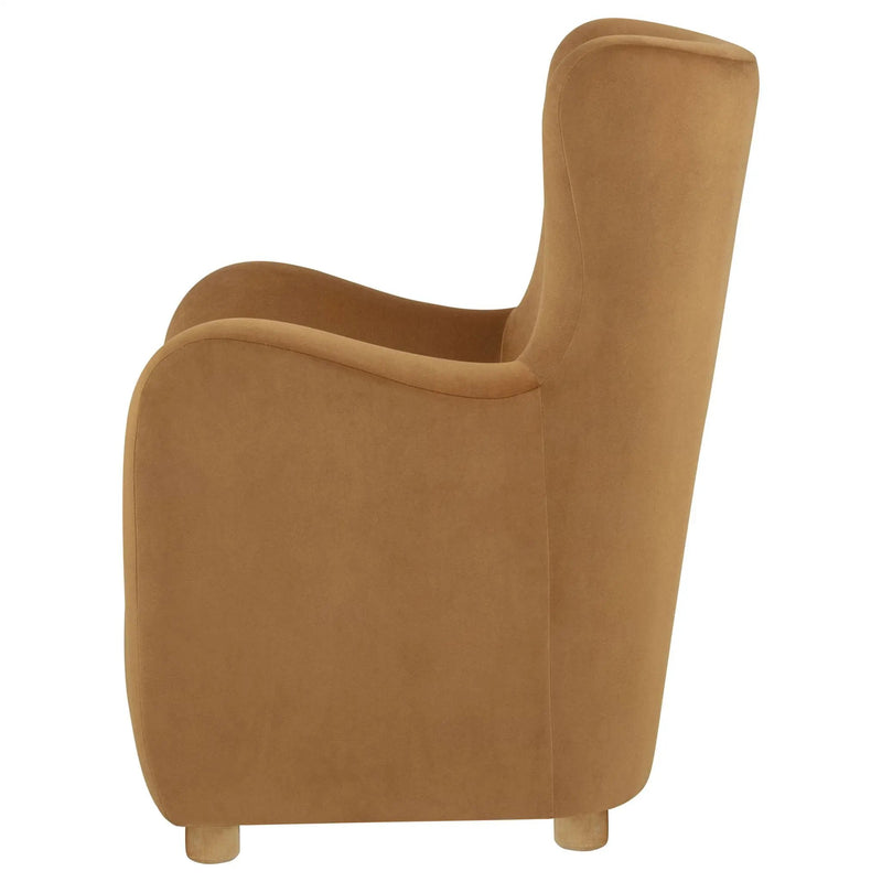 Thornton Velvet Upholstered Wingback Lounge Accent Chair Cognac by Unique Piece Furniture