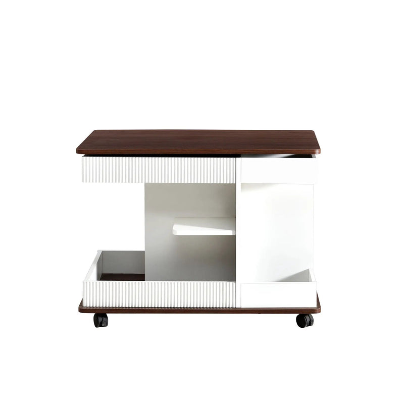 Adjustable End Table With Wheels, 360°Rotating Top And Storage Space by HouseOfZazla