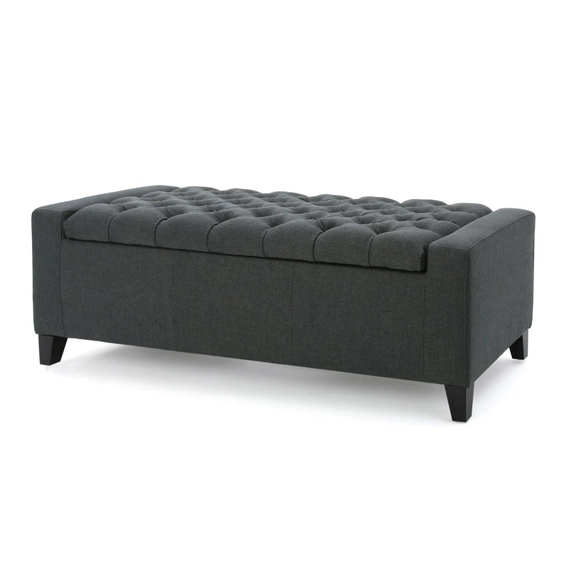 Contemporary Storage Ottoman With Tufted Top - Dark Gray by HouseOfZazla