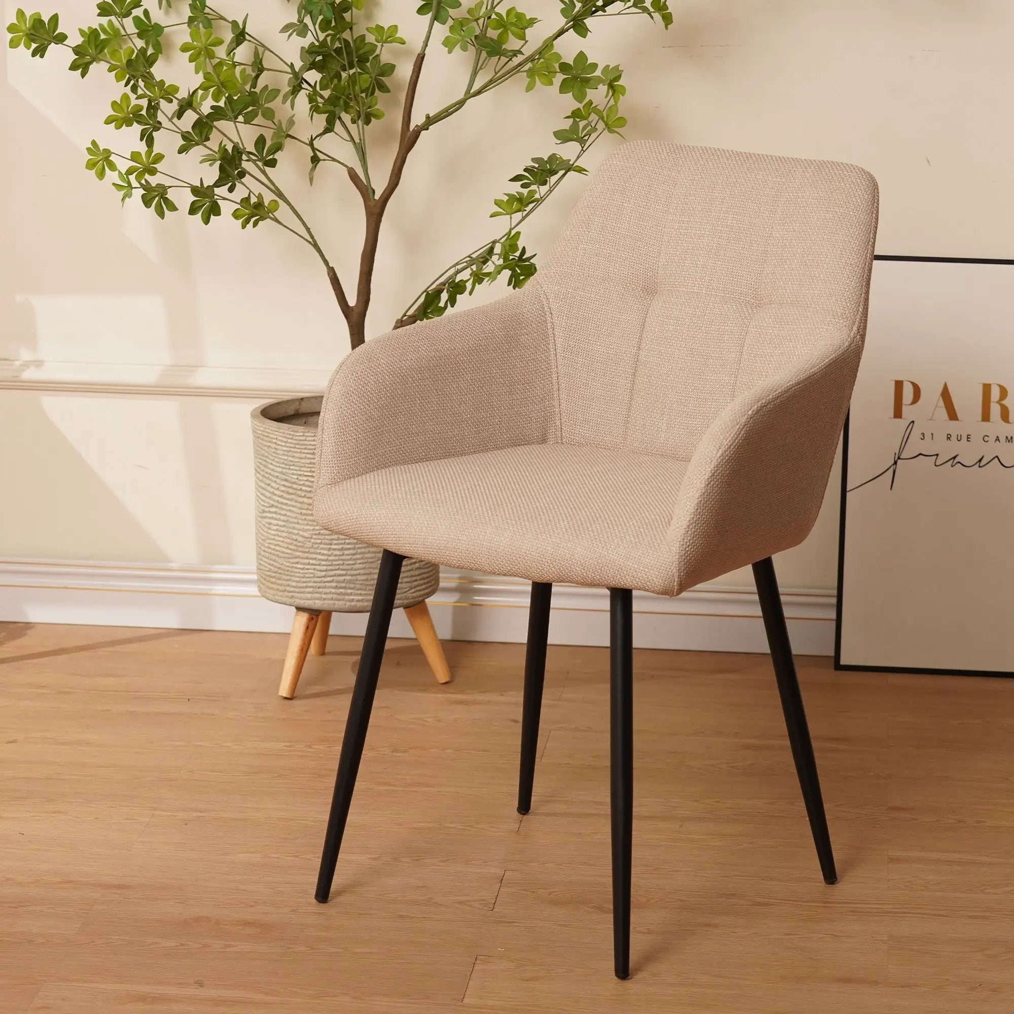 Dining Chair With Backrest And Wide Seat (Set of 2) - Beige by HouseOfZazla