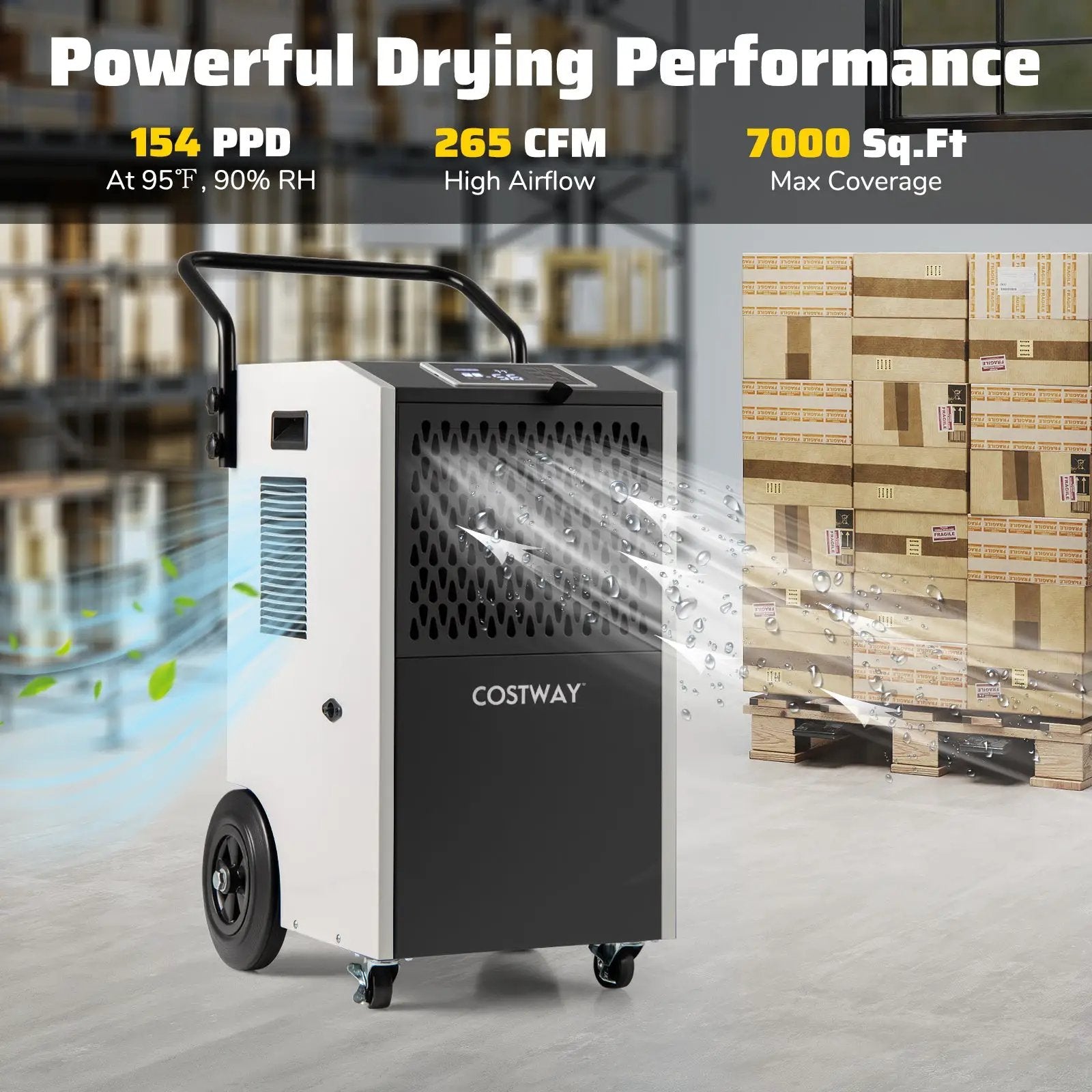 154 Pints Commercial Dehumidifier with Pump and Drain Hoses by DirectDeals