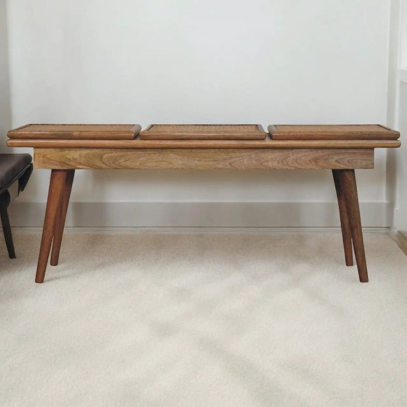 Larissa - Triple Accent Cane Bench - Beige by HouseOfZazla
