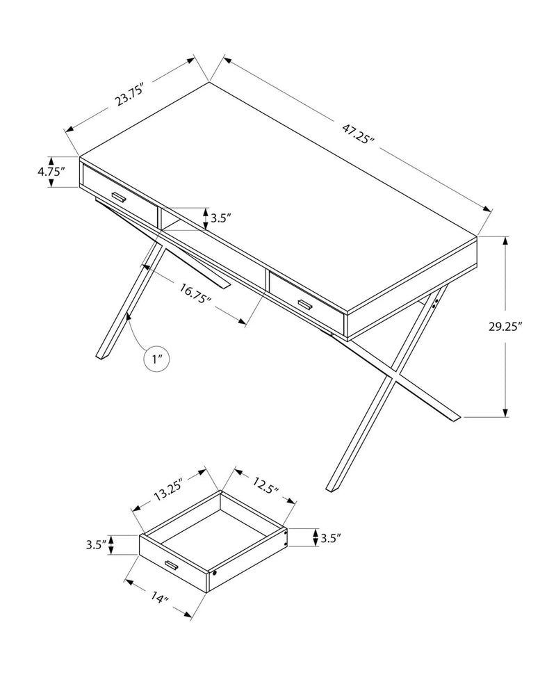 Computer Desk For Home Office, Laptop, Storage Drawers, Glossy Contemporary & Modern by Unique Piece Furniture