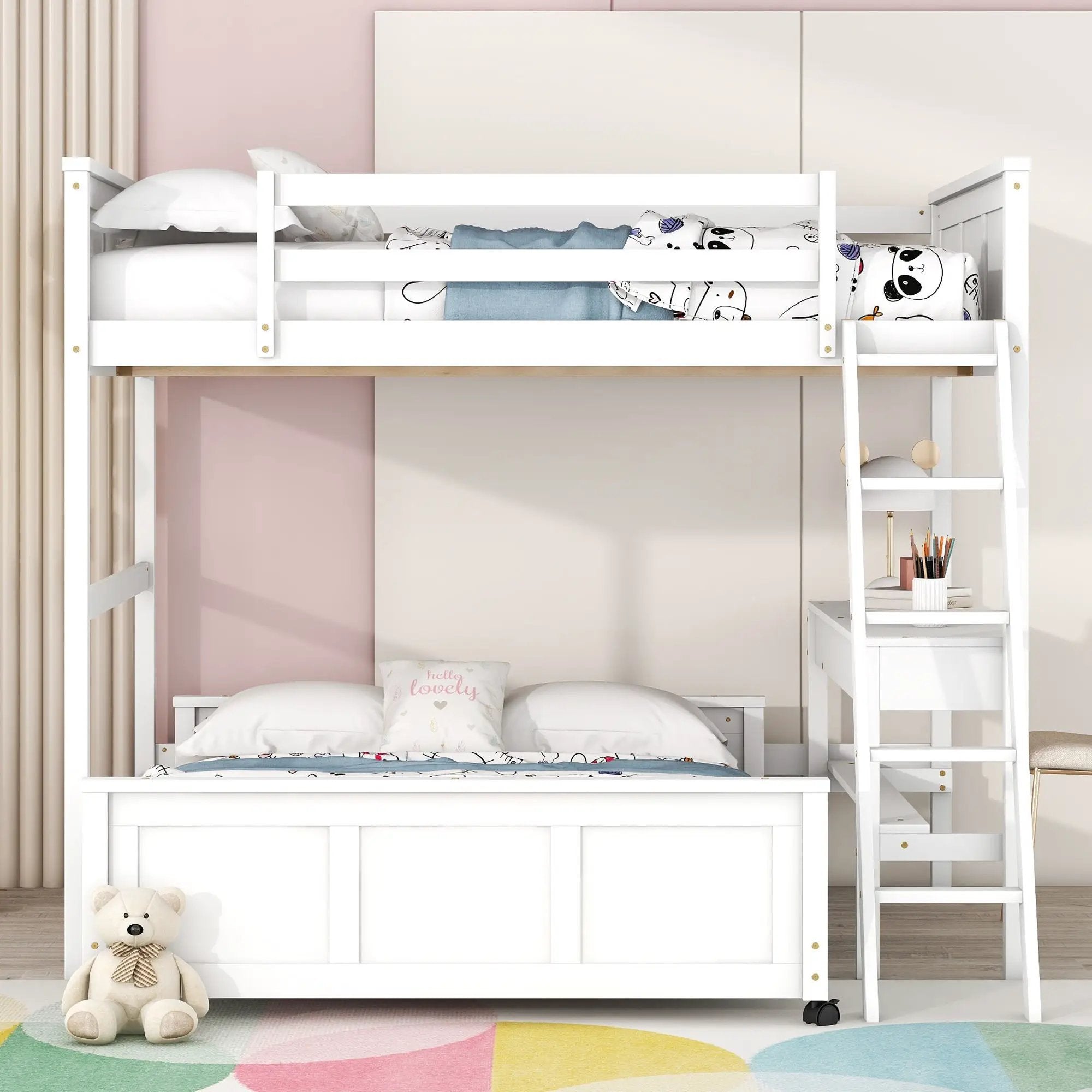 Full Over Full Bunk Bed With Desk