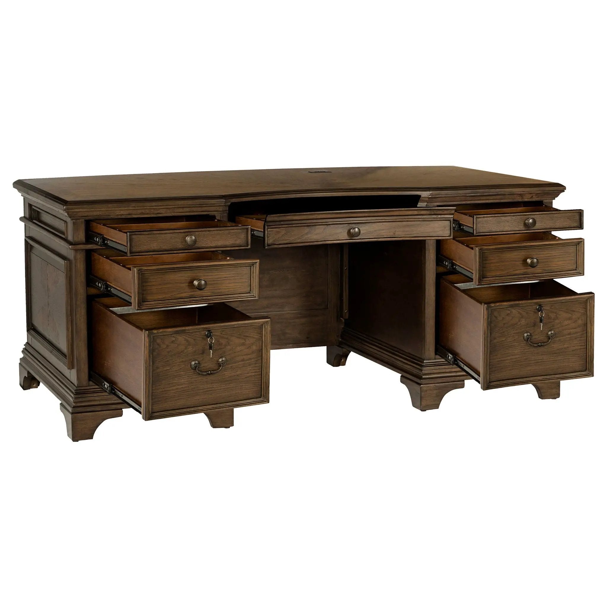 Hartshill 72-inch 7-drawer Executive Desk Burnished Oak by Unique Piece Furniture