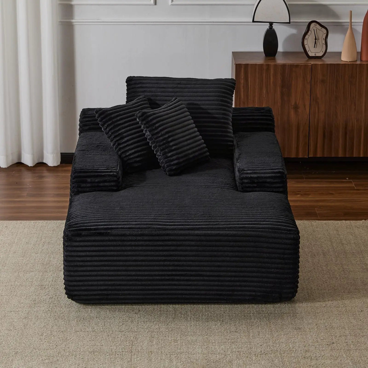 Oversized Chaise Lounge Chair Cozy Cloud Couch With 3 Throw Pillows And Wide Armrest by HouseOfZazla