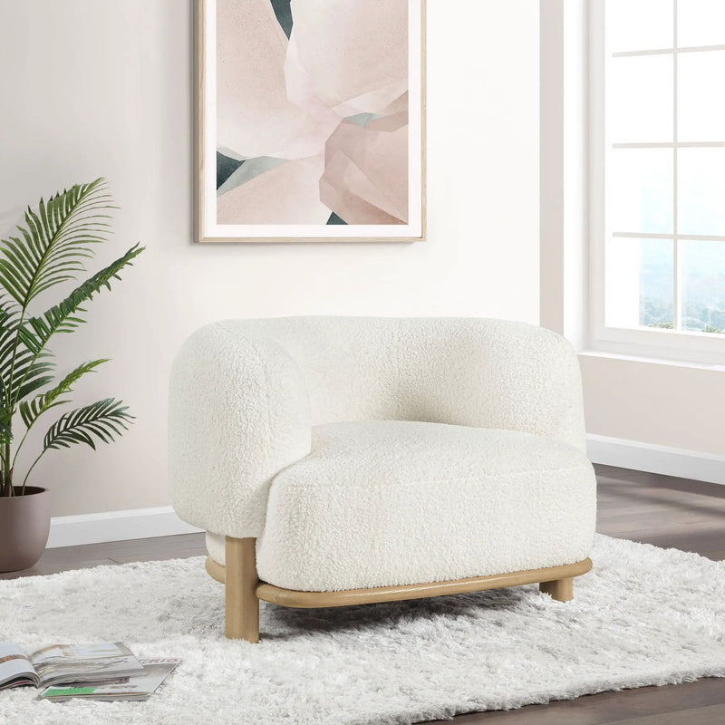 Lawler Upholstered Barrel Back Accent Chair Ivory and Natural by Unique Piece Furniture