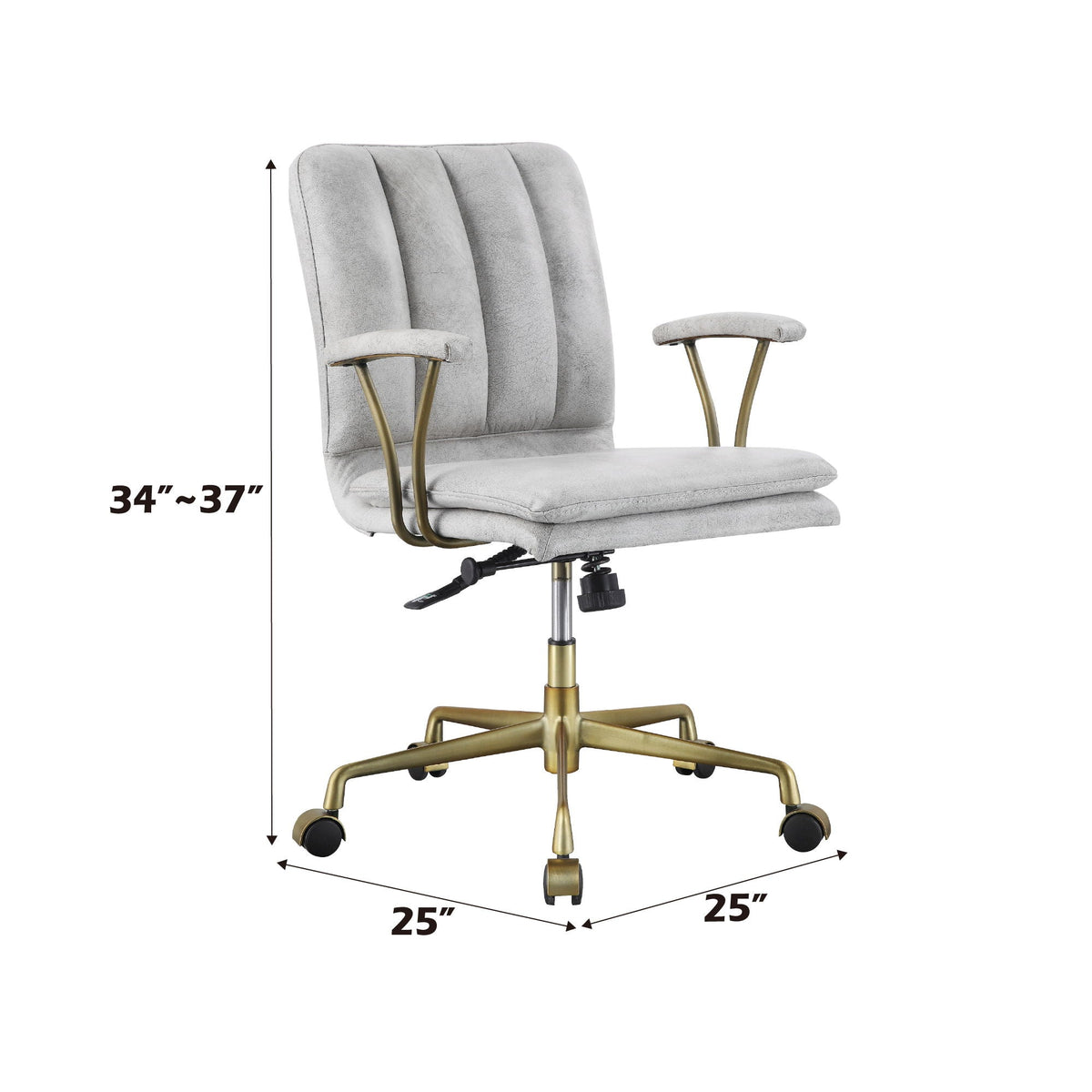 Vintage Top Grain Leather Office Chair with Ergonomic Support - Antique White, photo 3 of 4