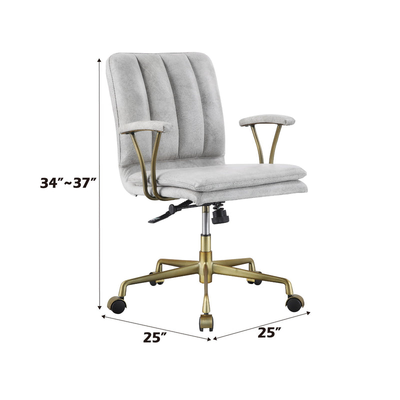 Vintage Top Grain Leather Office Chair with Ergonomic Support - Antique White, photo 3 of 4