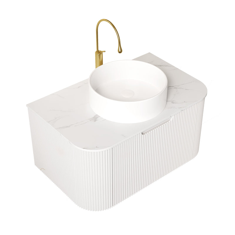 DINA 30" Bathroom Vanity & Sink with Floating Curved Edges and Striped Storage by HouseOfZazla