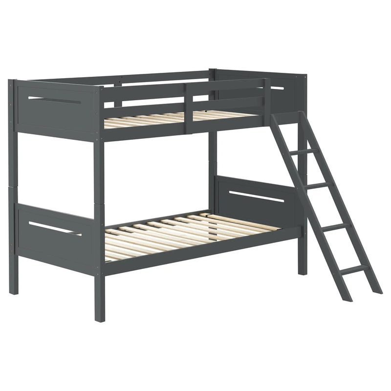 Littleton Wood Twin Over Twin Bunk Bed Grey by Unique Piece Furniture
