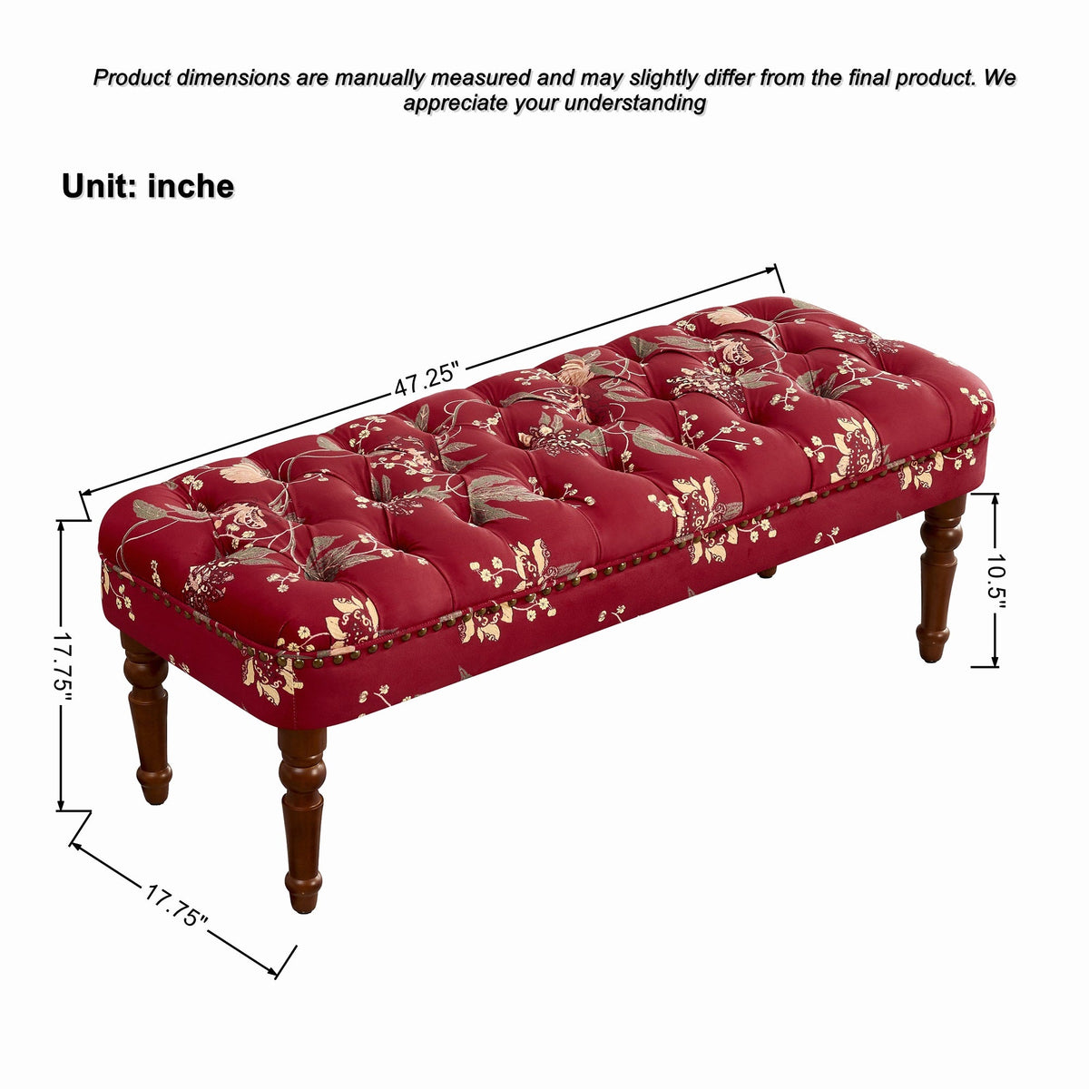Floral Tufted Sofa Chair with Solid Wood Legs - Wine Red, Green, or Tiffany Blue, photo 7 of 10
