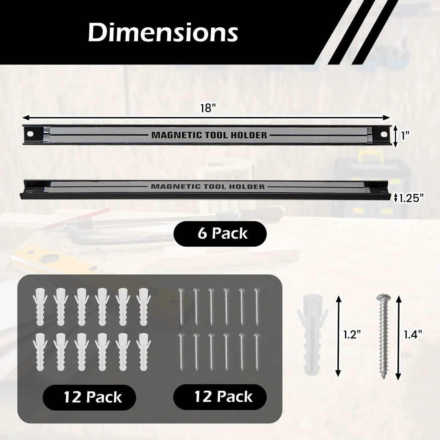 18 Inch Magnetic Tool Holder Strip with Mounting Screws by DirectDeals