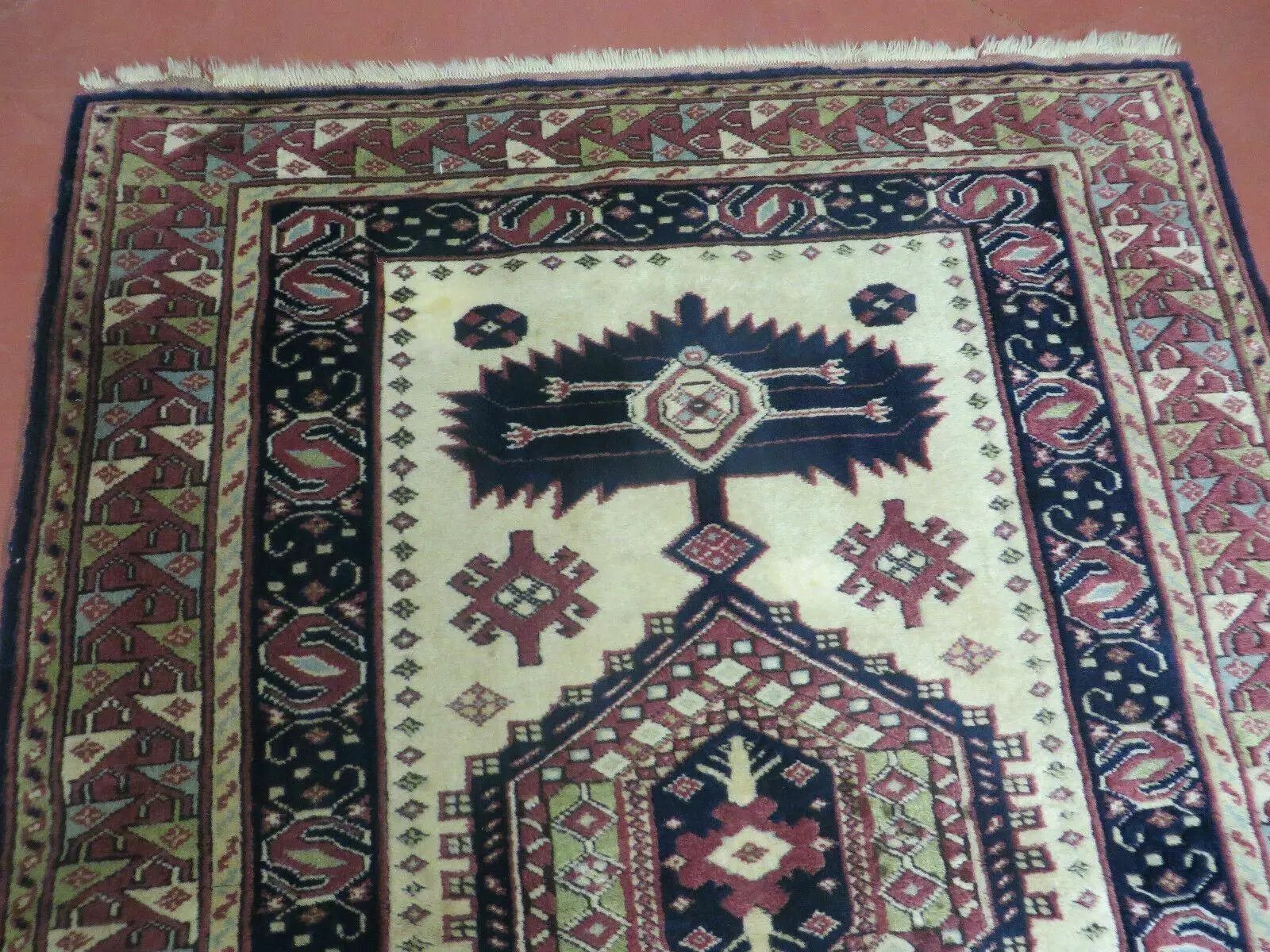 3' X 4' Vintage Handmade Turkish Geometric Oriental Wool Rug Nice by Jewel Rugs