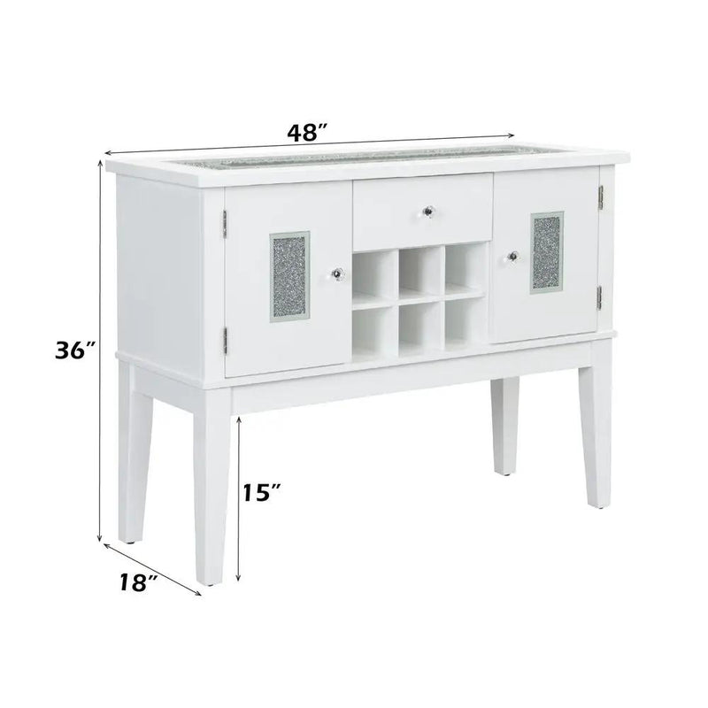 Elizaveta - Server - Faux Crystal Diamonds & White High Gloss by Unique Piece Furniture