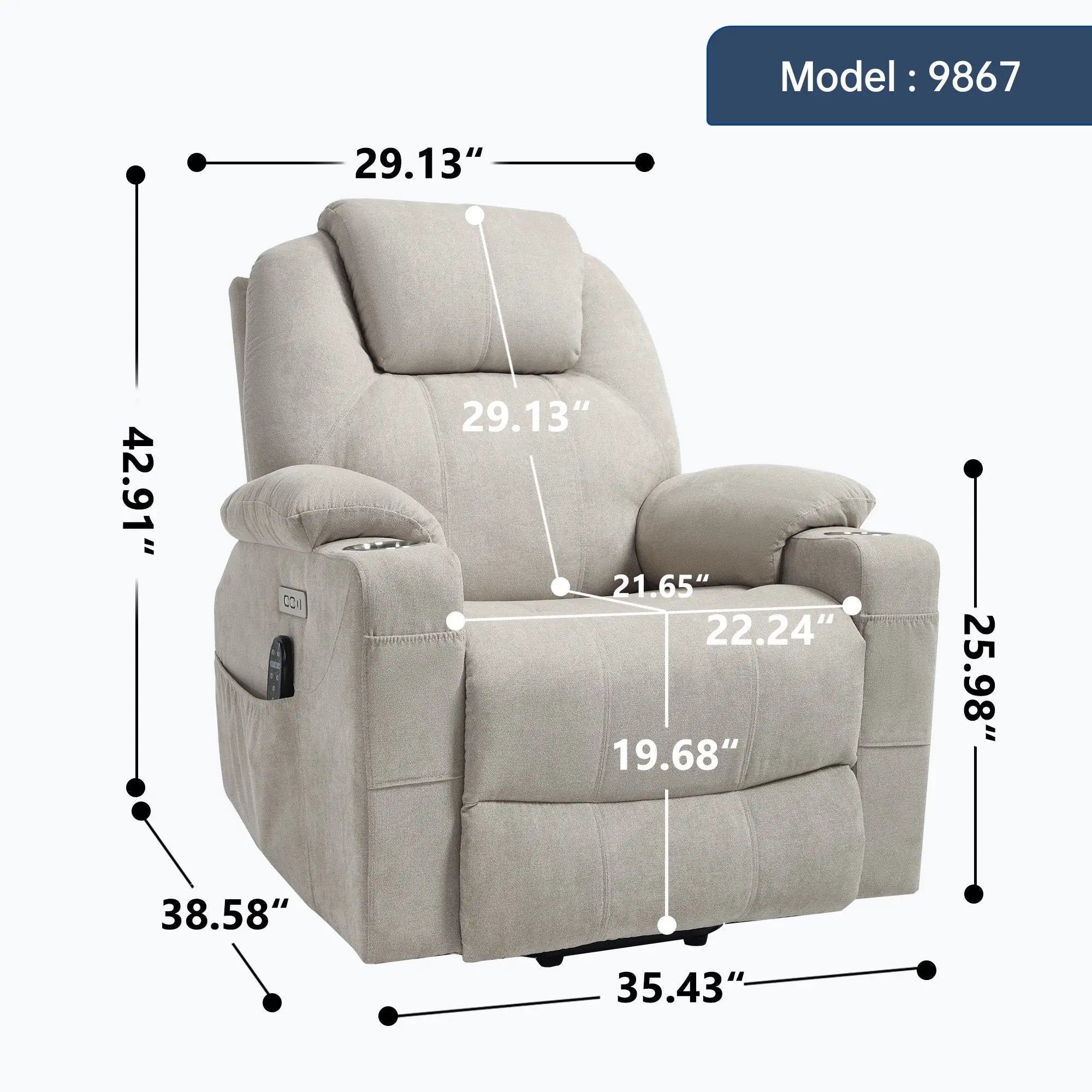 Premium Power Lift Recliner Chair with Massage Functionality by HouseOfZazla
