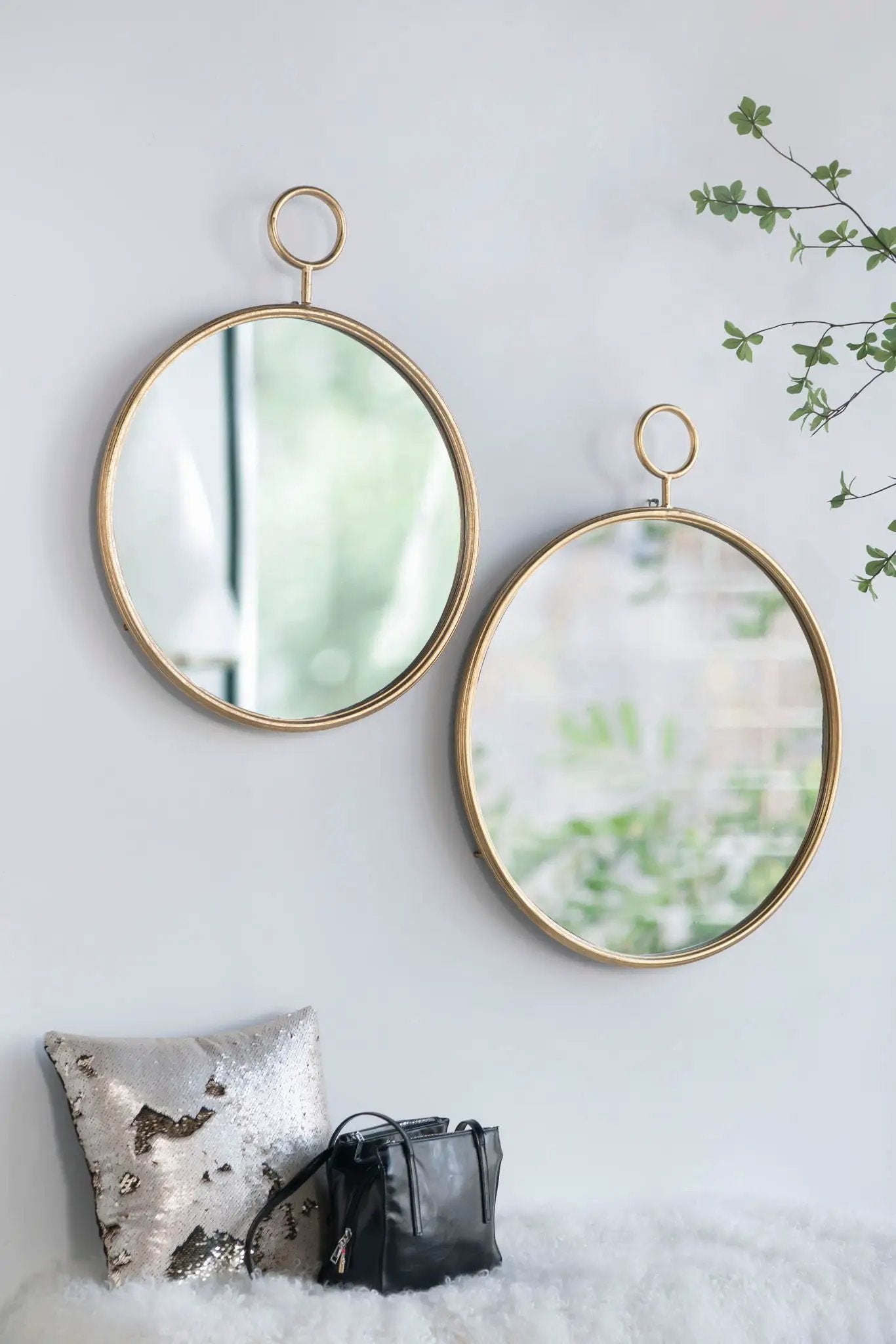 Circle Wall Mirror With Iron Frame, Accent Mirror For Living Room by HouseOfZazla