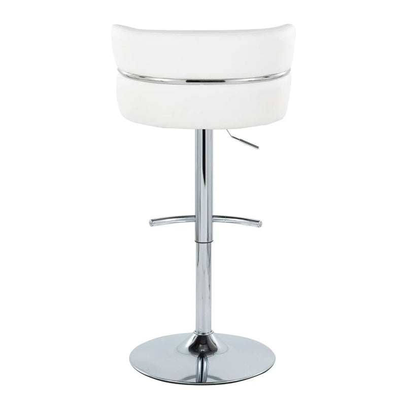 Cinch - Contemporary Adjustable Barstool With Swivel With Rounded T Footrest (Set of 2) - Chrome / White by Unique Piece Furniture