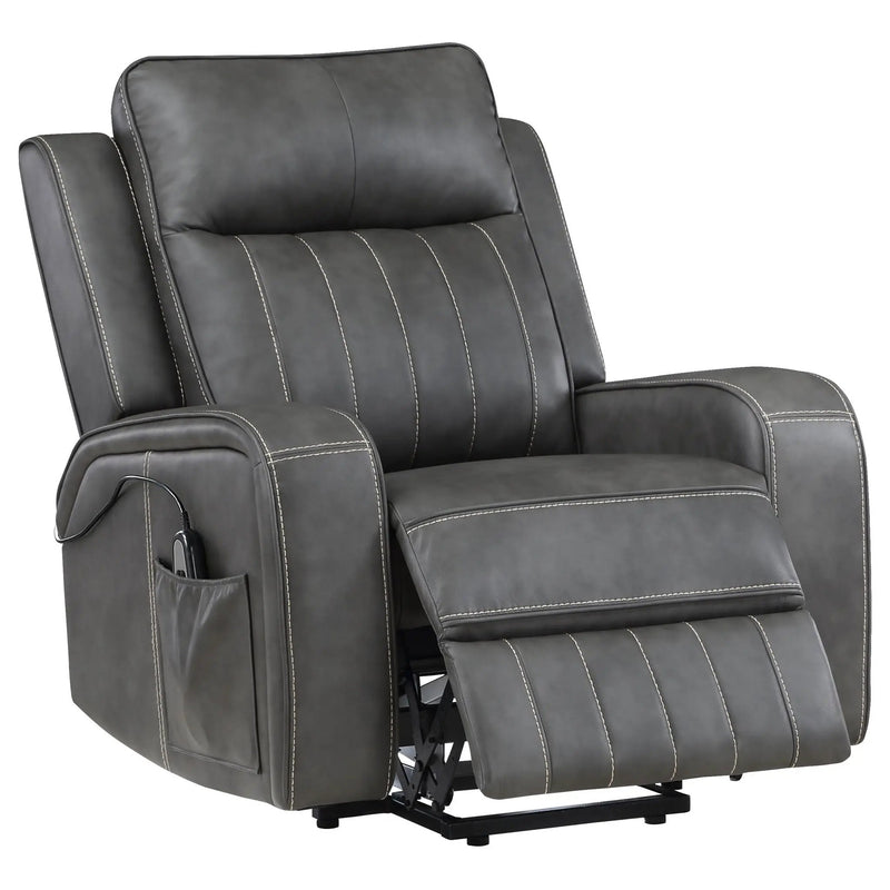 Mckinley - Upholstered Power Lift Recliner Chair With Remote Control - Gray by HouseOfZazla