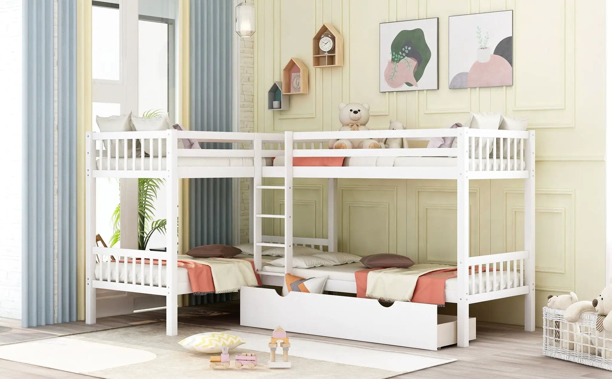 L Shaped Bunk Bed With Drawers by Unique Piece Furniture