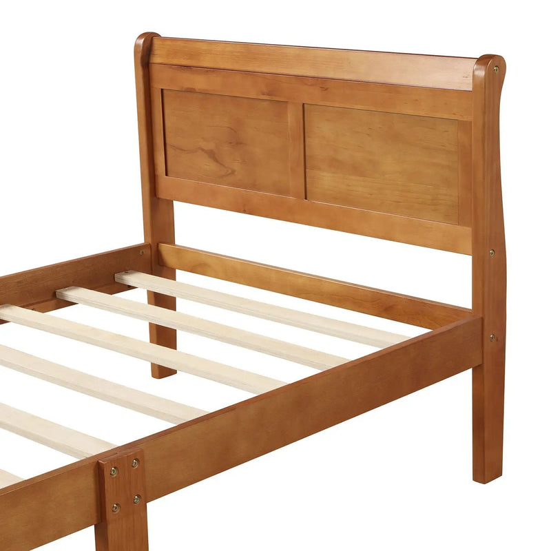 Platform Bed Frame Mattress Foundation Sleigh Bed With Headboard / Footboard / Wood Slat Suppor by HouseOfZazla