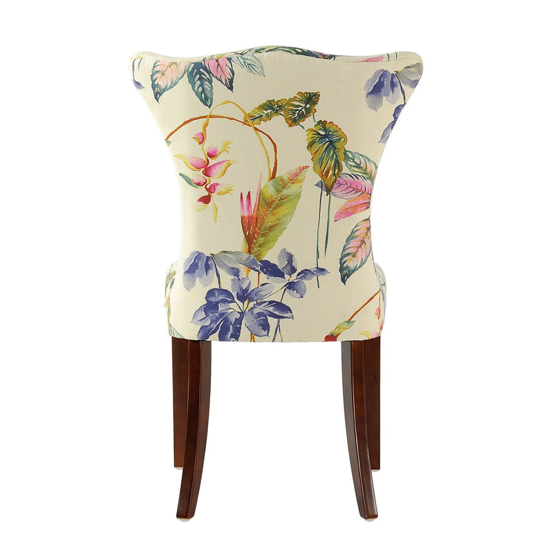 Off-White Floral Upholstered Accent Chair with Hardwood Frame - Armless, photo 2 of 8