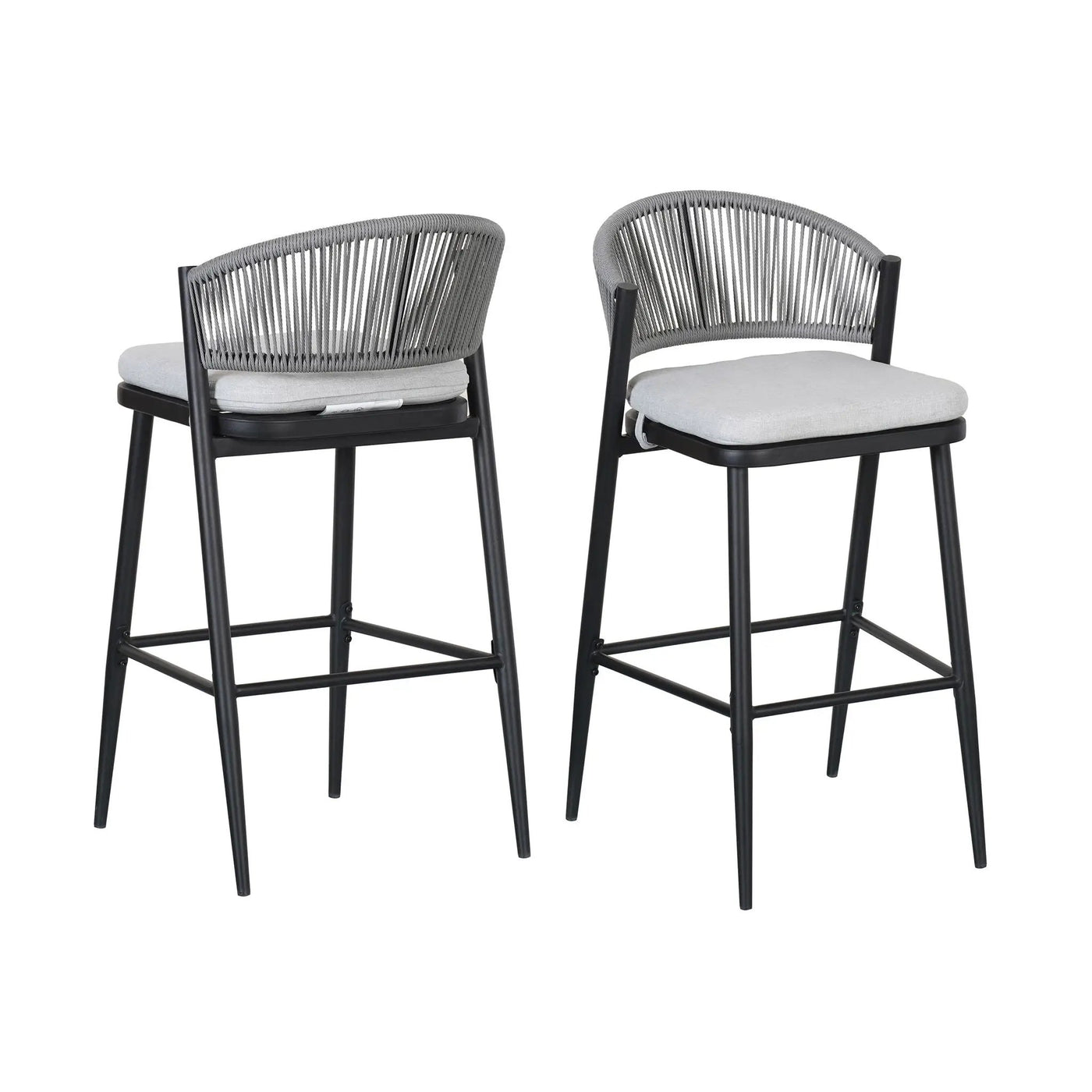 Outdoor Bar Height Metal Frame Counter Stools with Scallop-Shaped Backrest & Water-Resistant Cushions by HouseOfZazla