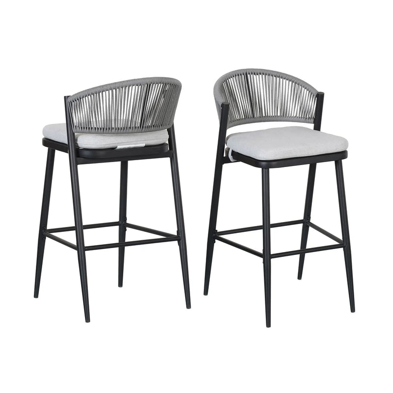 Outdoor Bar Height Metal Frame Counter Stools with Scallop-Shaped Backrest & Water-Resistant Cushions by HouseOfZazla