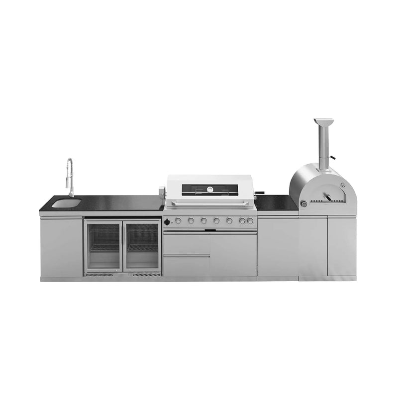 Blazon 147-Inch 6-Burner 120K BTU Outdoor Kitchen Island With Pizza Oven, Rotisserie & Refrigerator (SAK96429) by SAKSBY WHOLESALE