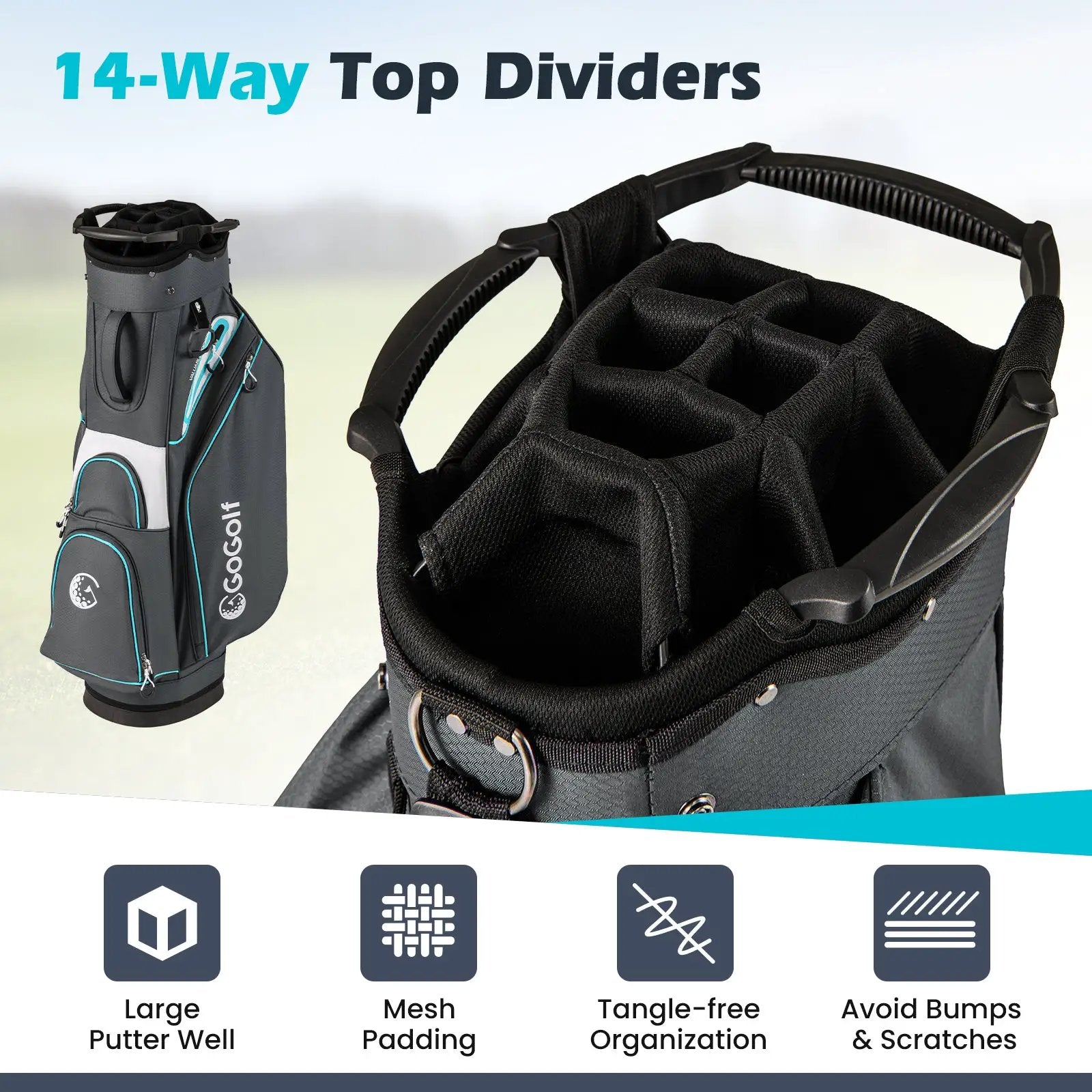 Golf Cart Bag Lightweight Portable Golf Club Organizer Bag by DirectDeals