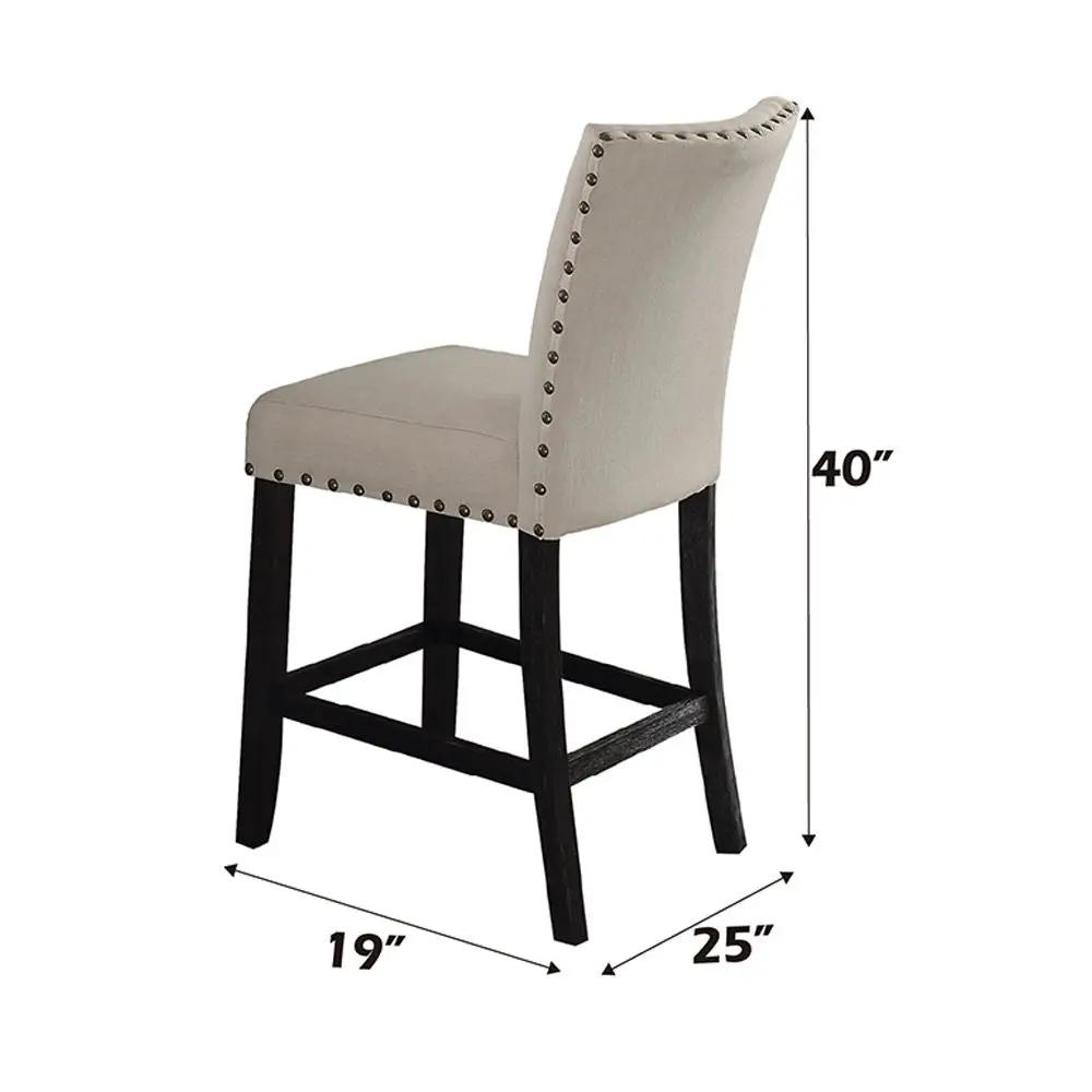 Nolan - Counter Height Chair (Set of 2) - Beige Linen & Salvage Dark Oak by Unique Piece Furniture