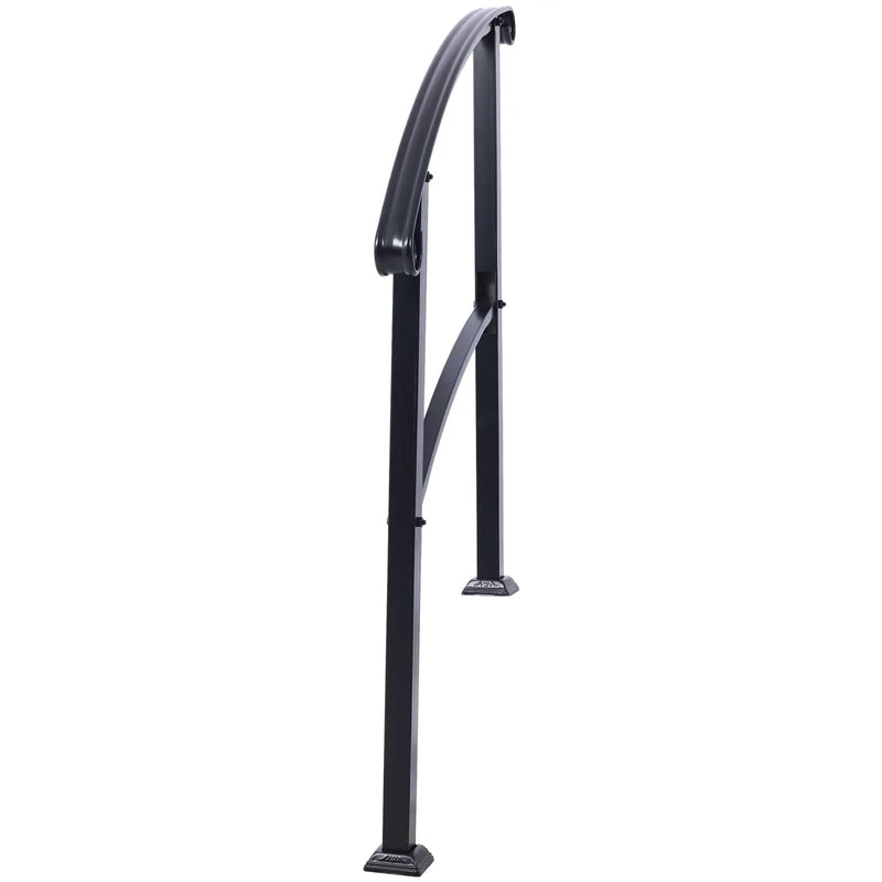 Handrails For Outdoor Steps, Fit 1 Or 3 Steps Outdoor Stair Railing, Flexible Front Porch Hand Rail, Transitional Handrails For Concrete Steps Or Wooden Stairs - Black by Unique Piece Furniture
