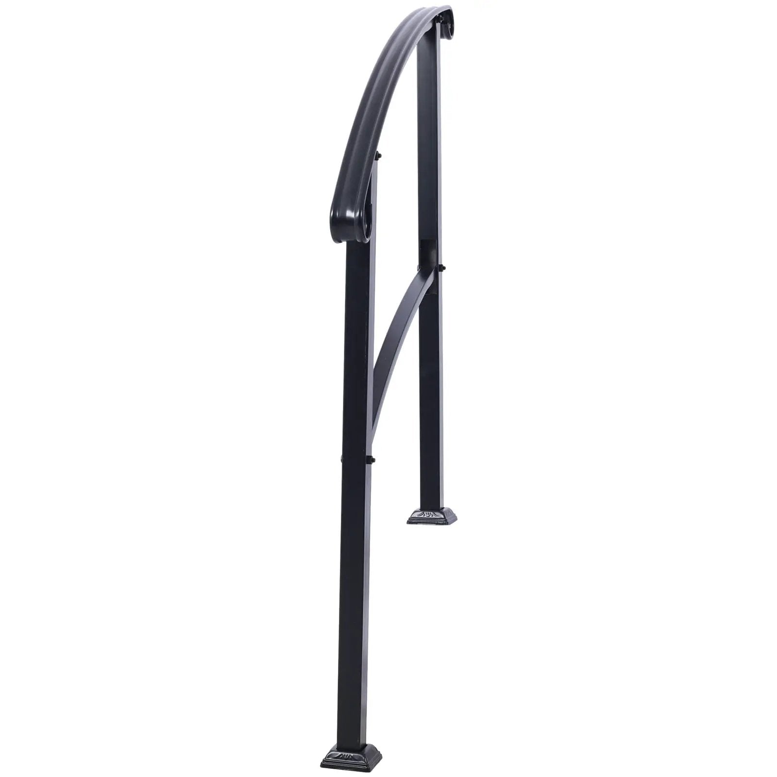 Handrails For Outdoor Steps, Fit 1 Or 3 Steps Outdoor Stair Railing, Flexible Front Porch Hand Rail, Transitional Handrails For Concrete Steps Or Wooden Stairs - Black by HouseOfZazla