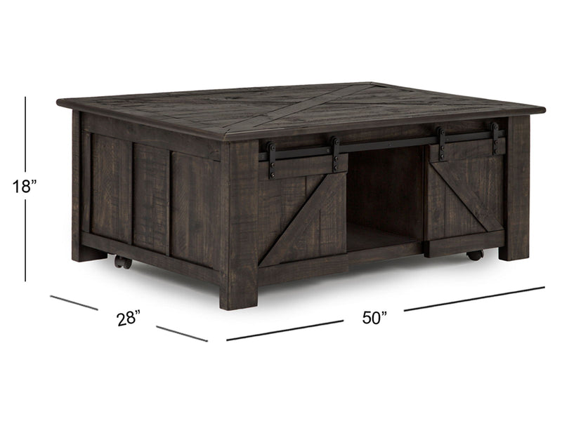 Garrett - Rectangular Lift-top Cocktail Table With Casters - Weathered Charcoal, photo 2 of 3