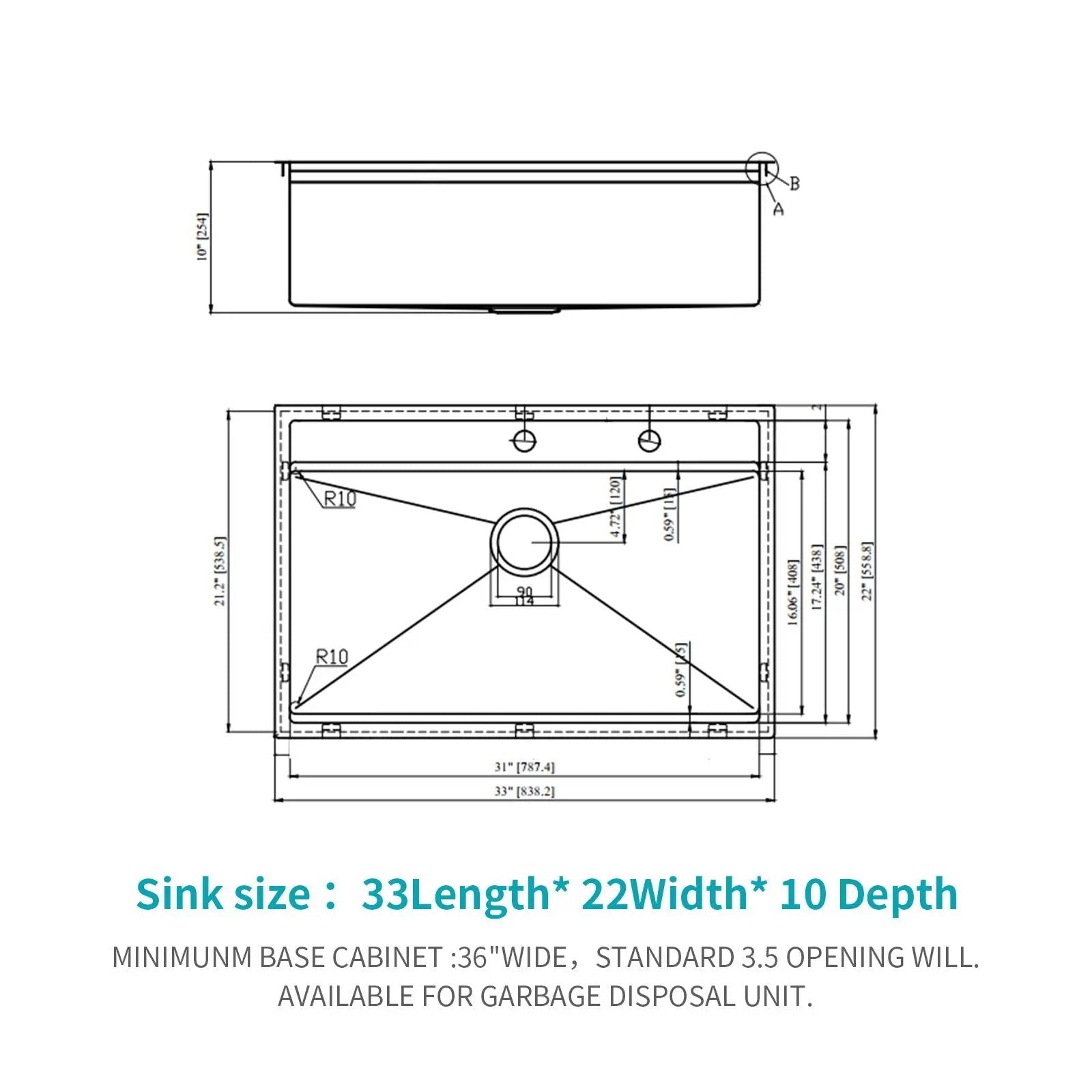 33" Drop In Kitchen Sink With Workstation, 16 Gauge Stainless Steel - Brushed Nickel by HouseOfZazla