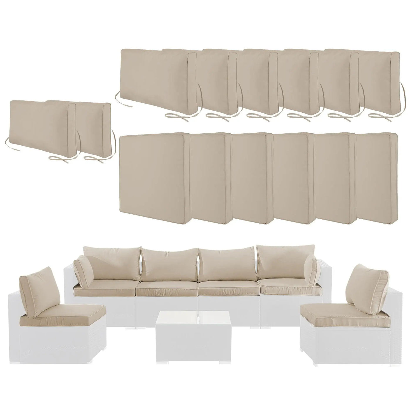 Cushion Covers For 7 Piece Wicker Sectional Sofa, 14 Pack Seat And Back Slipcovers With Zipper by HouseOfZazla