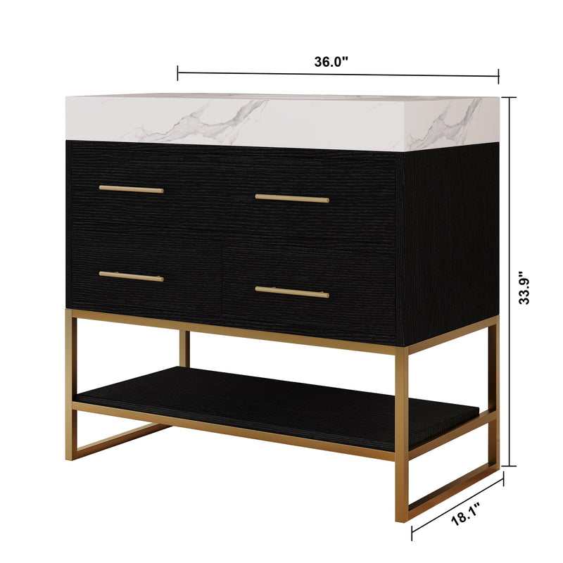 36" Artificial Stone Bathroom Vanity with Ceramic Sink by HouseOfZazla