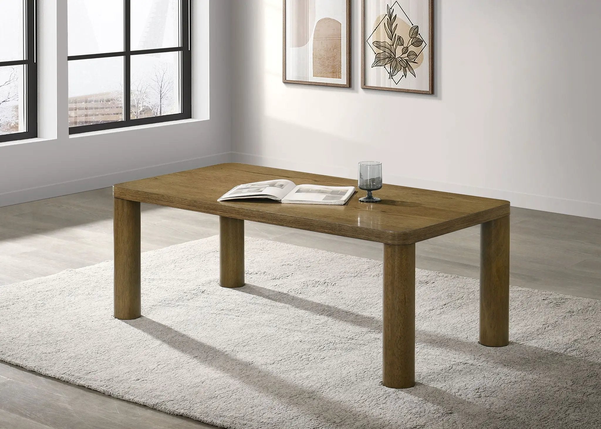 Castlewood Engineered Wood Cocktail Coffee Table Brown Oak by Unique Piece Furniture