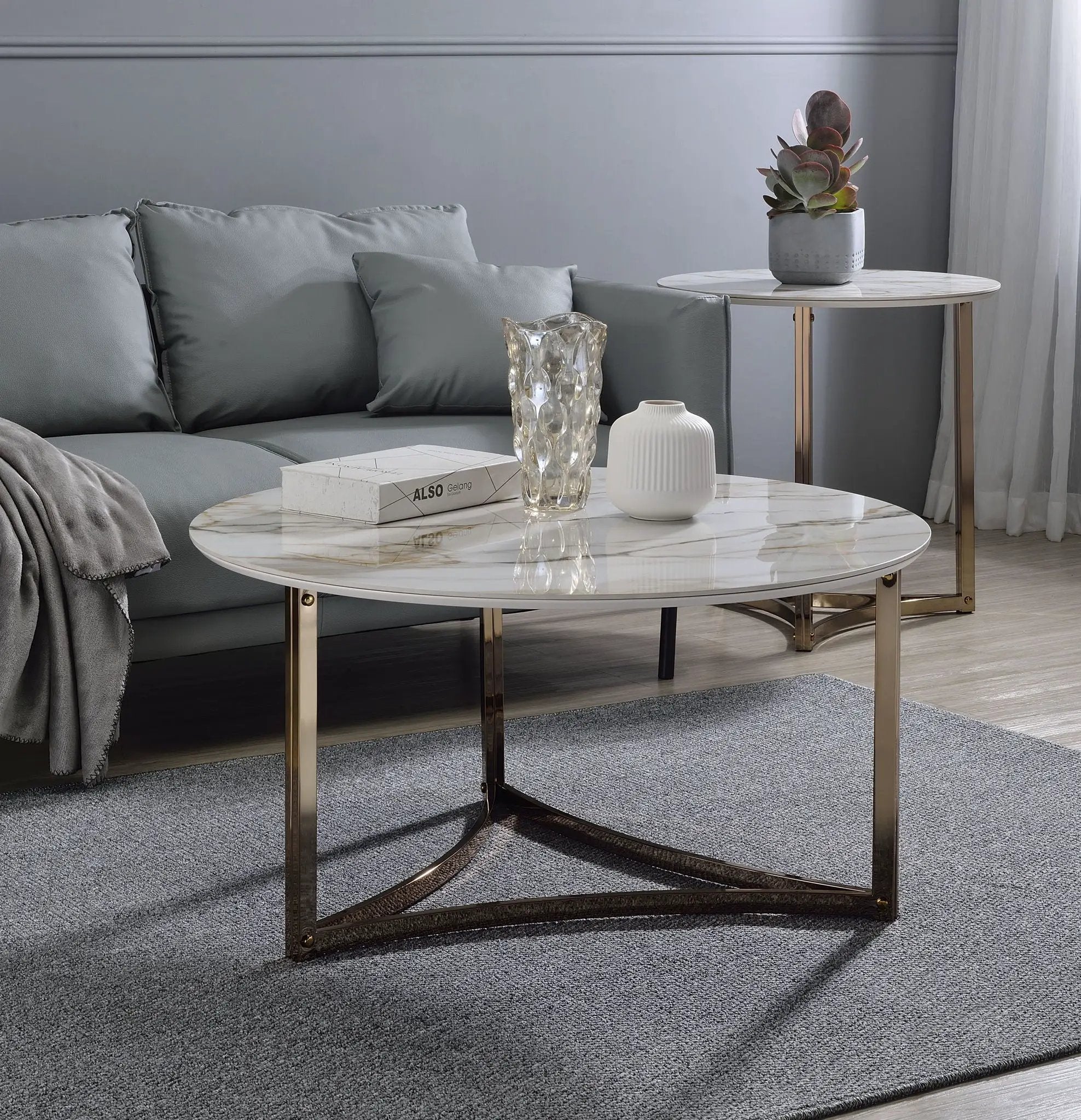 Aziz Sintered Stone Top Round Coffee Table by HouseOfZazla