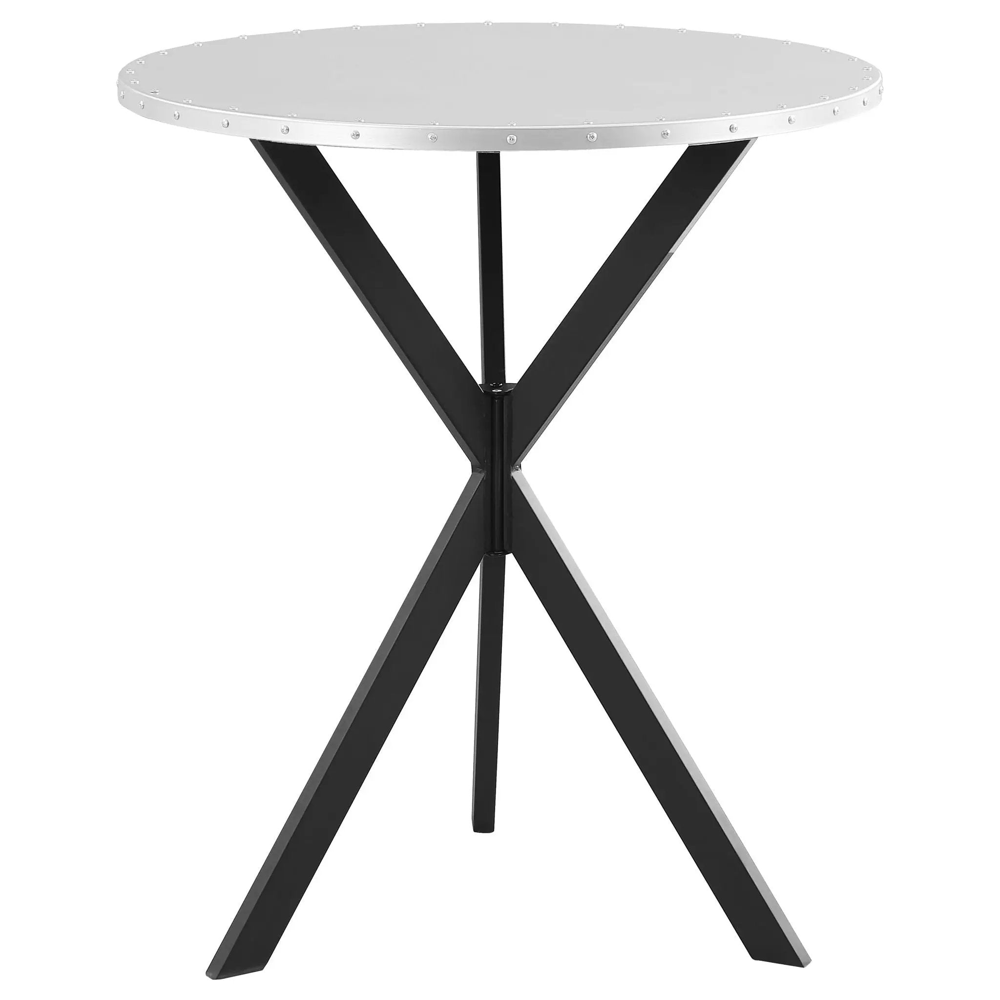 Kenzo Round 32-inch Galvanized Steel Bistro Bar Table Silver by Unique Piece Furniture