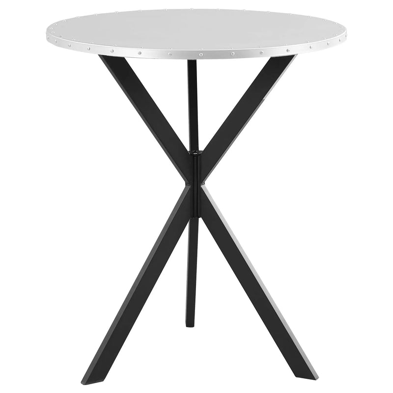 Kenzo Round 32-inch Galvanized Steel Bistro Bar Table Silver by Unique Piece Furniture