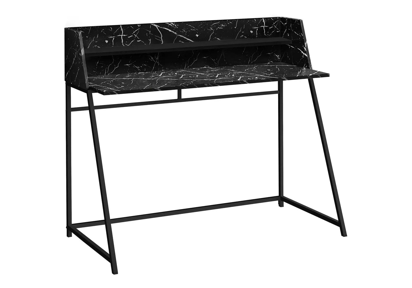 Computer Desk for Home Office with Marble Look and Storage Shelves by HouseOfZazla