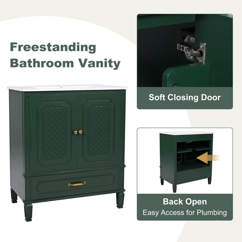 Bathroom Vanity With Sink, Soft Closing Door, Multi Functional Storage by HouseOfZazla