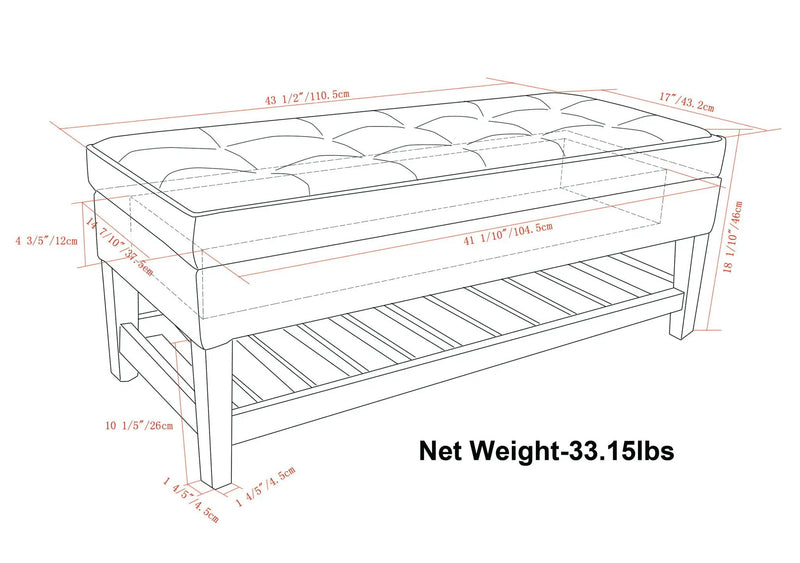 Cosmopolitan - Storage Ottoman Bench With Open Bottom by HouseOfZazla
