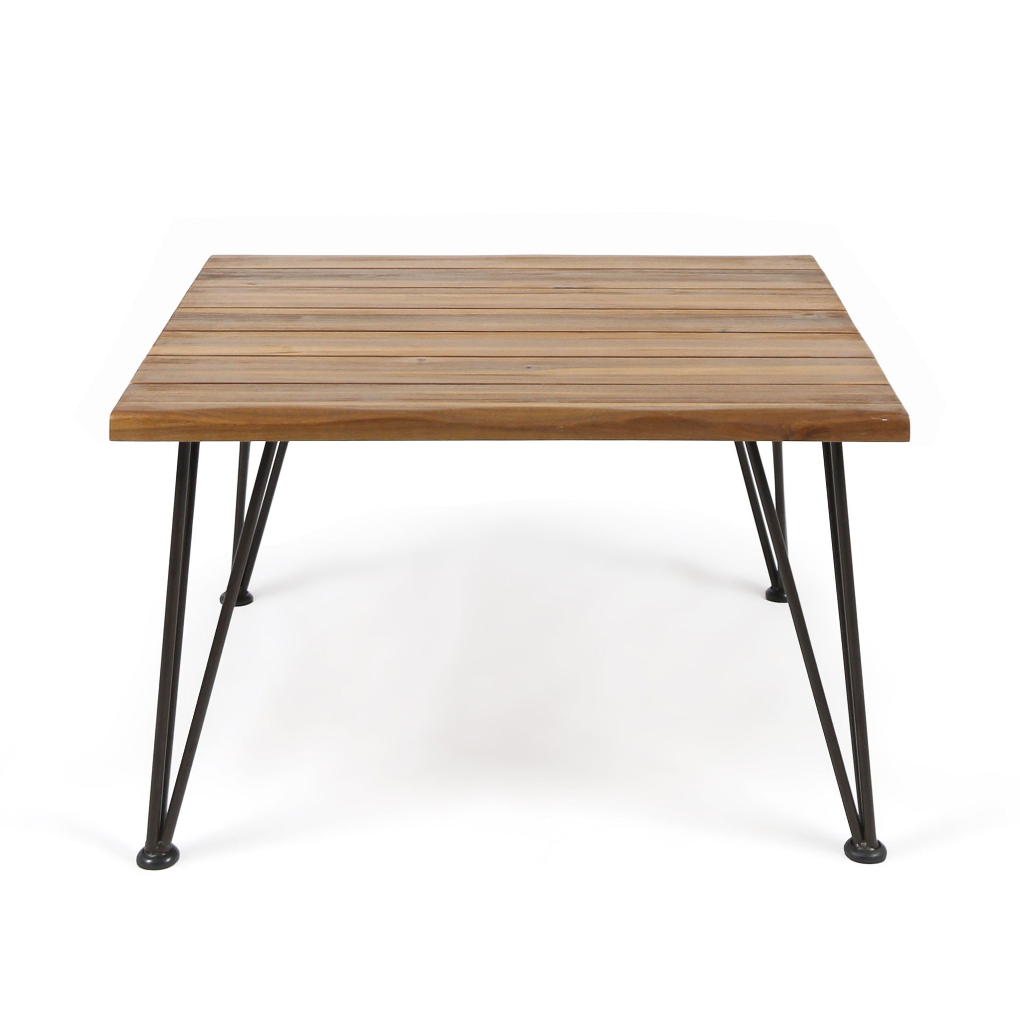 Outdoor Coffee Table With Slat Top And Metal Legs - Teak by HouseOfZazla