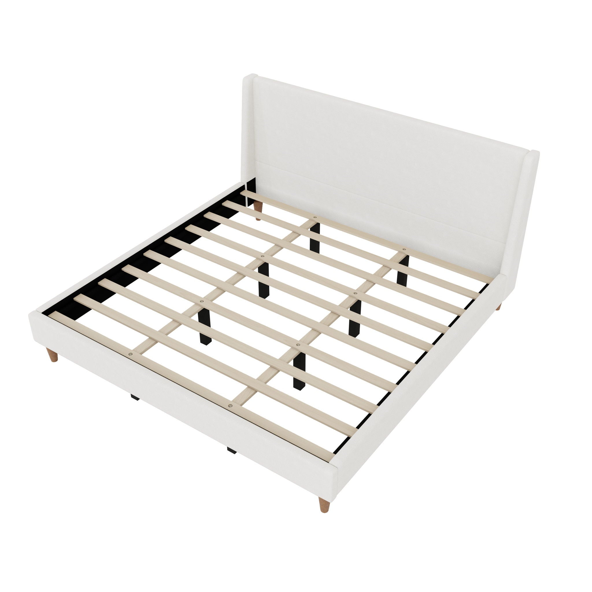 Upholstered Modern Platform Bed With Wingback Headboard by HouseOfZazla