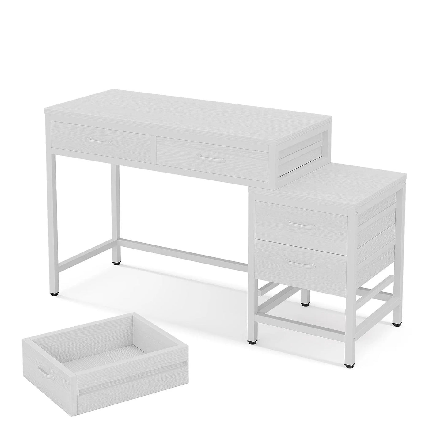 Computer Desk With Reversible 5 Drawer Storage, Frame Writing Table For Small Spaces by HouseOfZazla